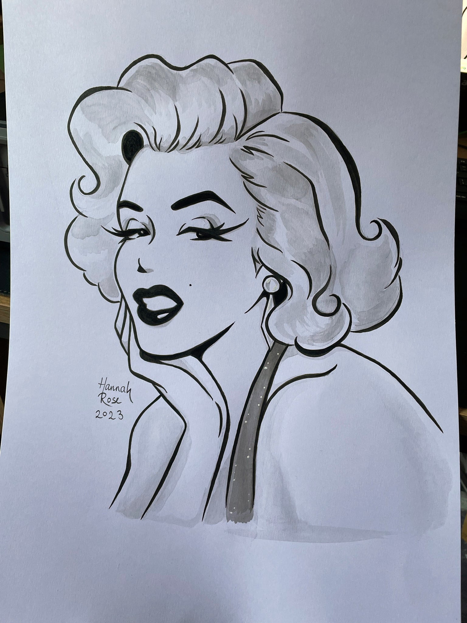 A3 Original Traditional Ink Artwork - 'Bombshell Beauty'