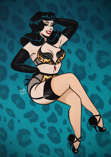 'Leopard Pin Up' Art Print